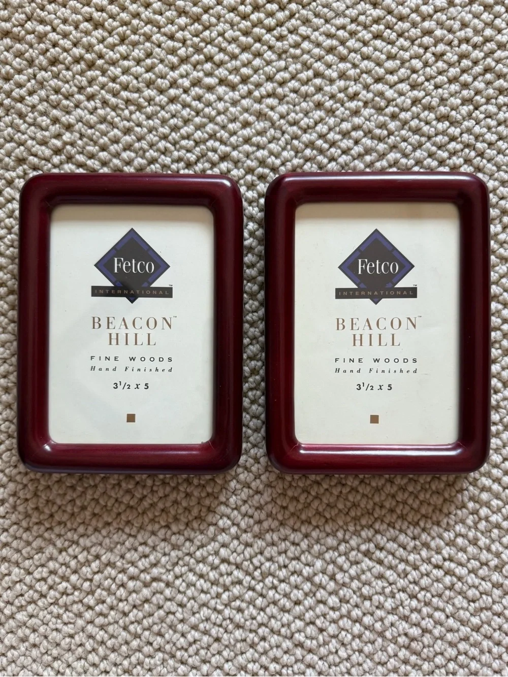 vintage burgundy wood picture frame set of 2 - fetco beacon hill!